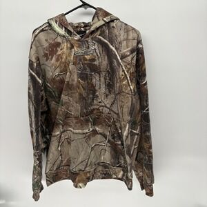 Vintage 90s Team Realtree Camo Fleece Lined PulloverHoodie Outdoor Hunting  L